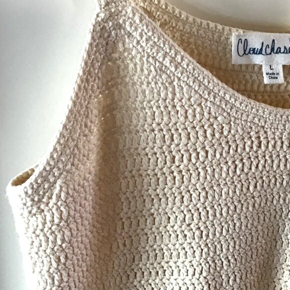 Cloud Chaser Tank Top Knit Fringe Boho Style Crochet - Picture 3 of 7